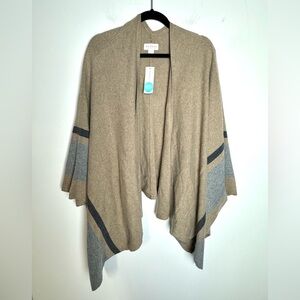Velvet by Graham Spencer Wool Harper Open Front Poncho Coastal Cardigan Sz M/L
